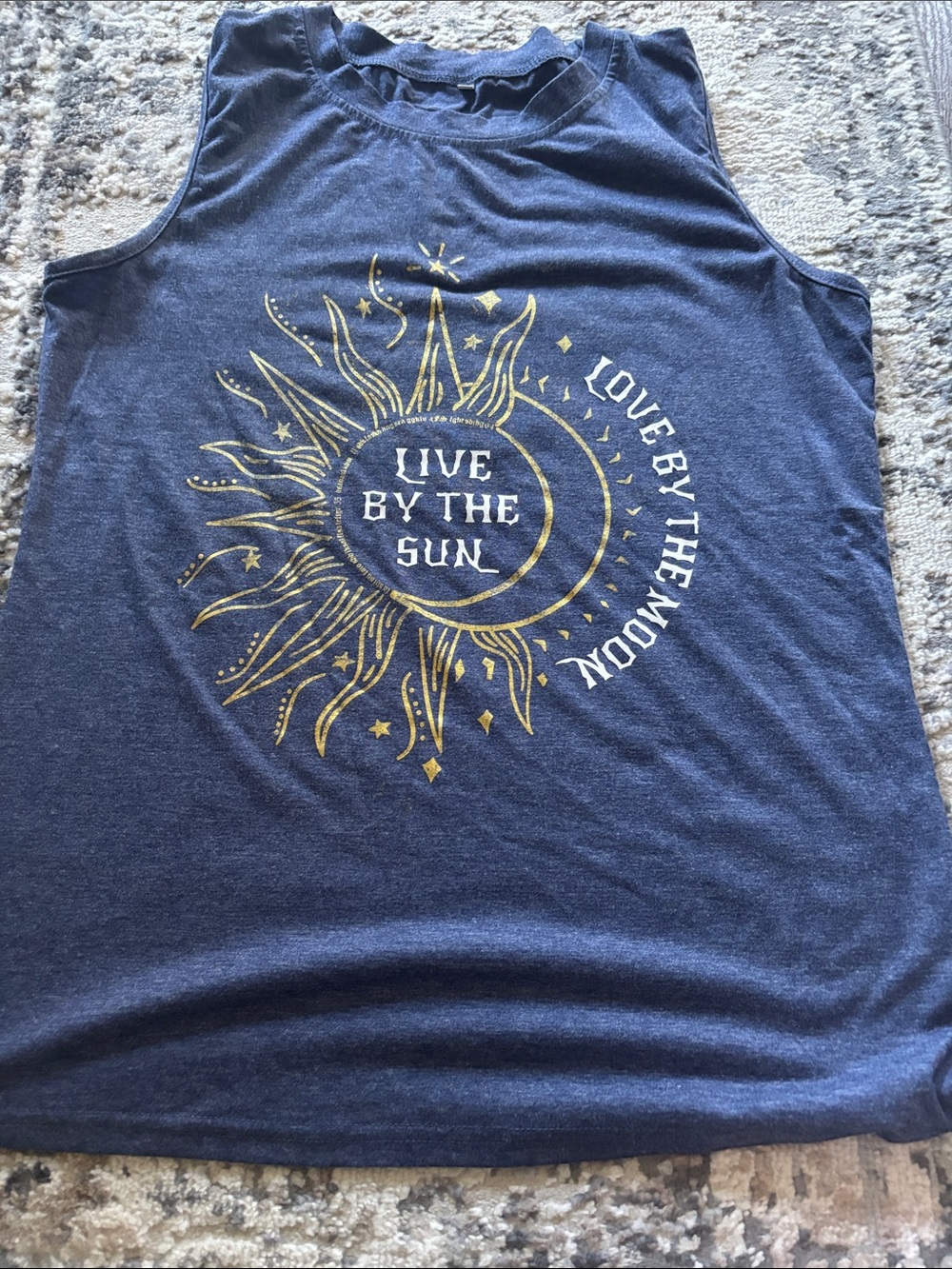 Navy Graphic Sun & Moon Tank - "Live By The Sun"